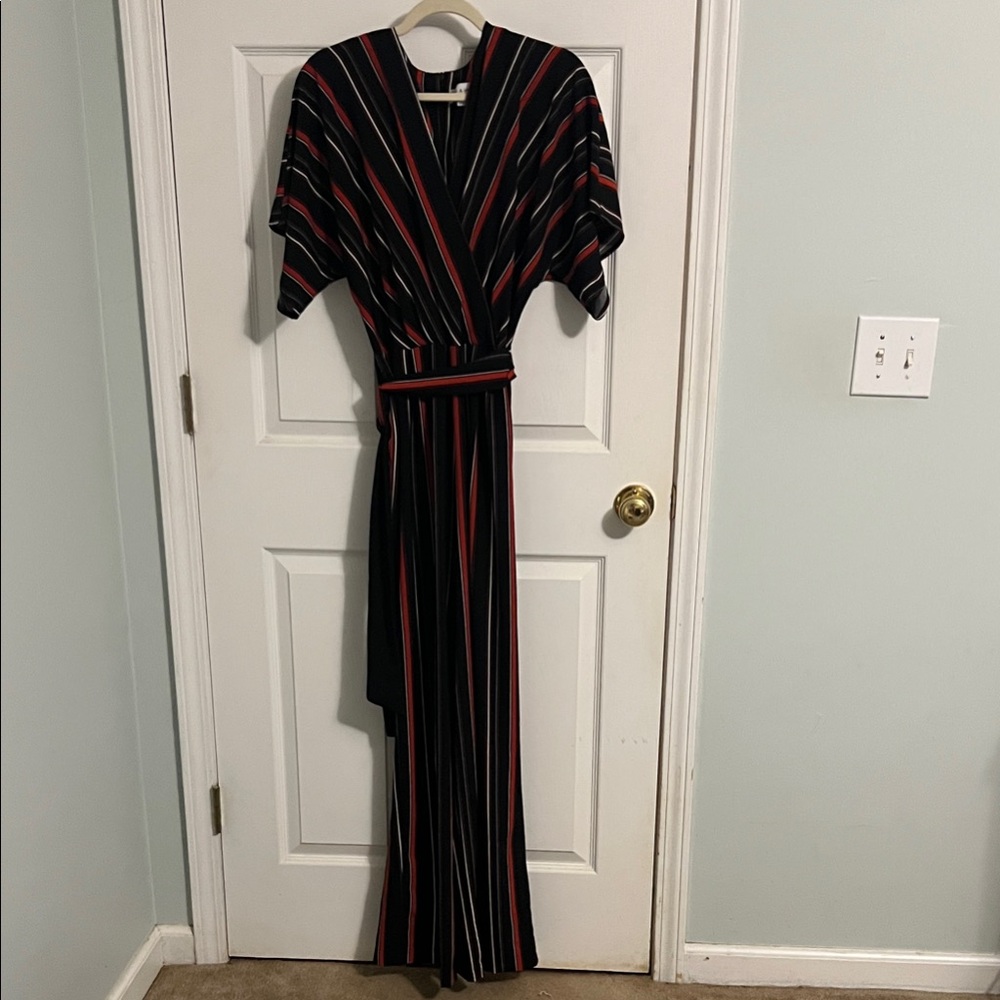 Striped Black and Red Maxi Dress